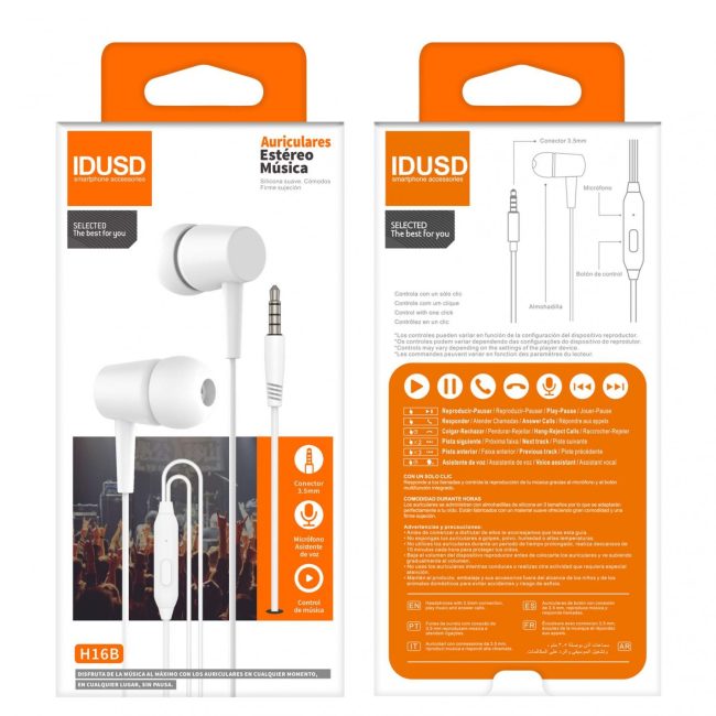 Auriculares Stereo 3.5mm Branco - H16B