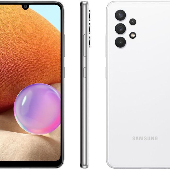 Smartphone Samsung A32 com traseira branca